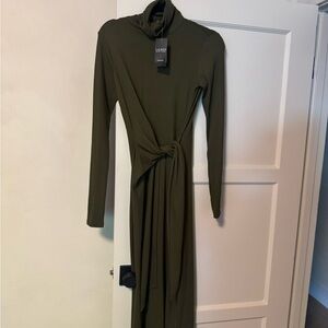 Ralph Lauren twist Olive Green Long Sleeve Tie-Waist Dress